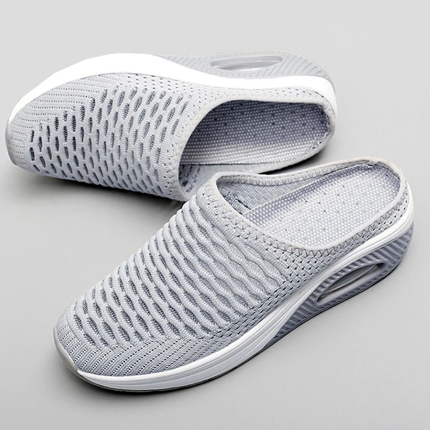ZWRXW Women's Mule Shoes with Arch Support Breathable Mesh Arch-Support Orthopedic Diabetic Shoe Comfortable Slip On Clogs and Mules Diabetic Slippers Plantar Fasciitis Sandals Wedge Casual Shoes